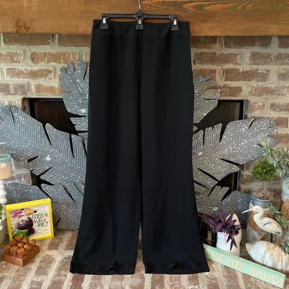 Classic High-Waist Wide-Leg Pants - Black